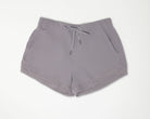 front view of the lilac colored sporty shorts