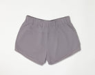 back view of the lilac colored sporty shorts